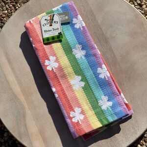 Lucky Clover Set of 2 Kitchen Towels Rainbow Saint Patricks Day Clover Towels